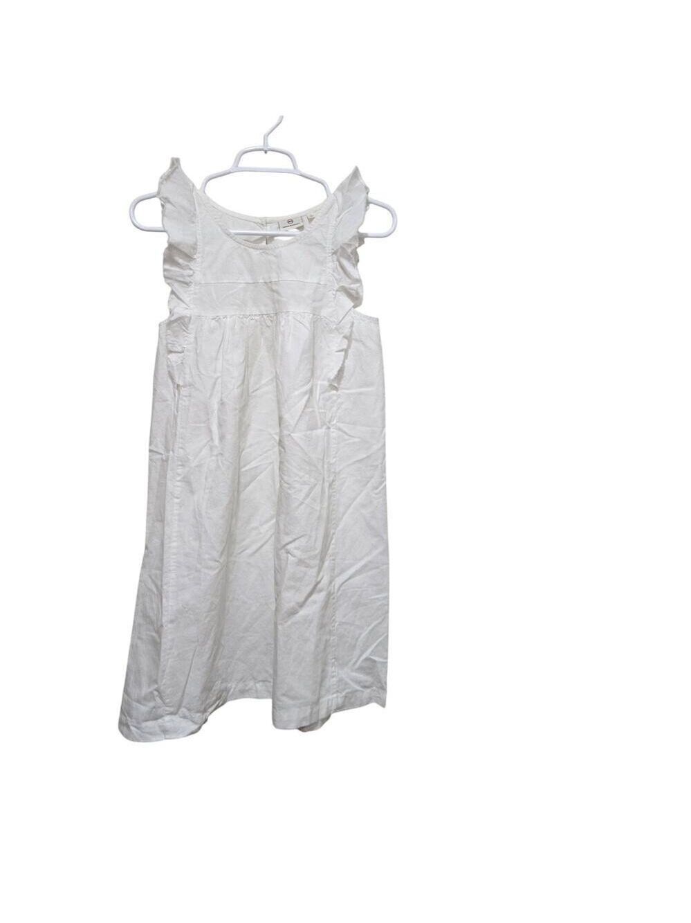 AG Adriano Goldschmied Ivory Ruffle Dress Small Linen Blend Host Pick